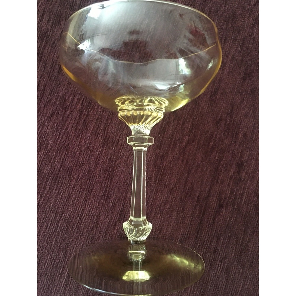 4 Vintage MCM Yellow Crystal Champagne Mimosa sorbet glasses